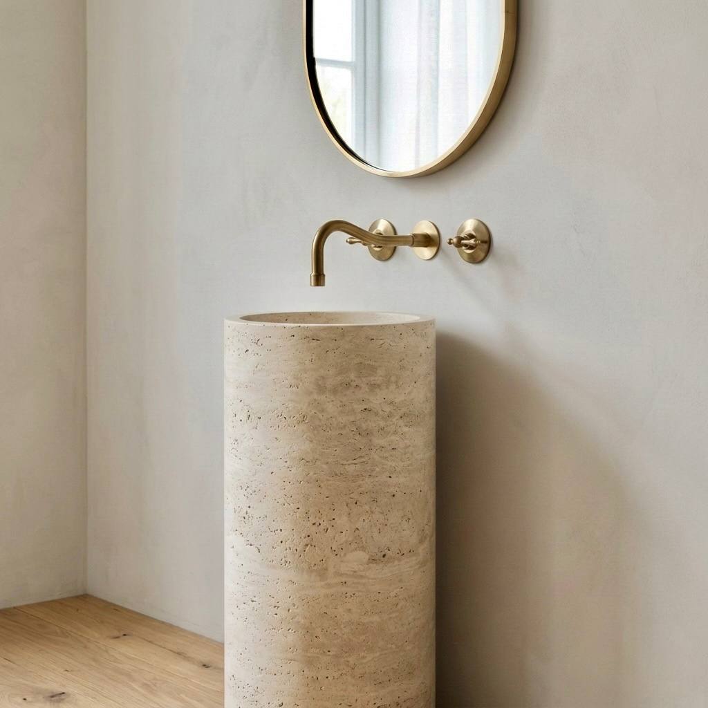 Grifo de baño mural Verona con manetas de palanca – Latón sin lacar