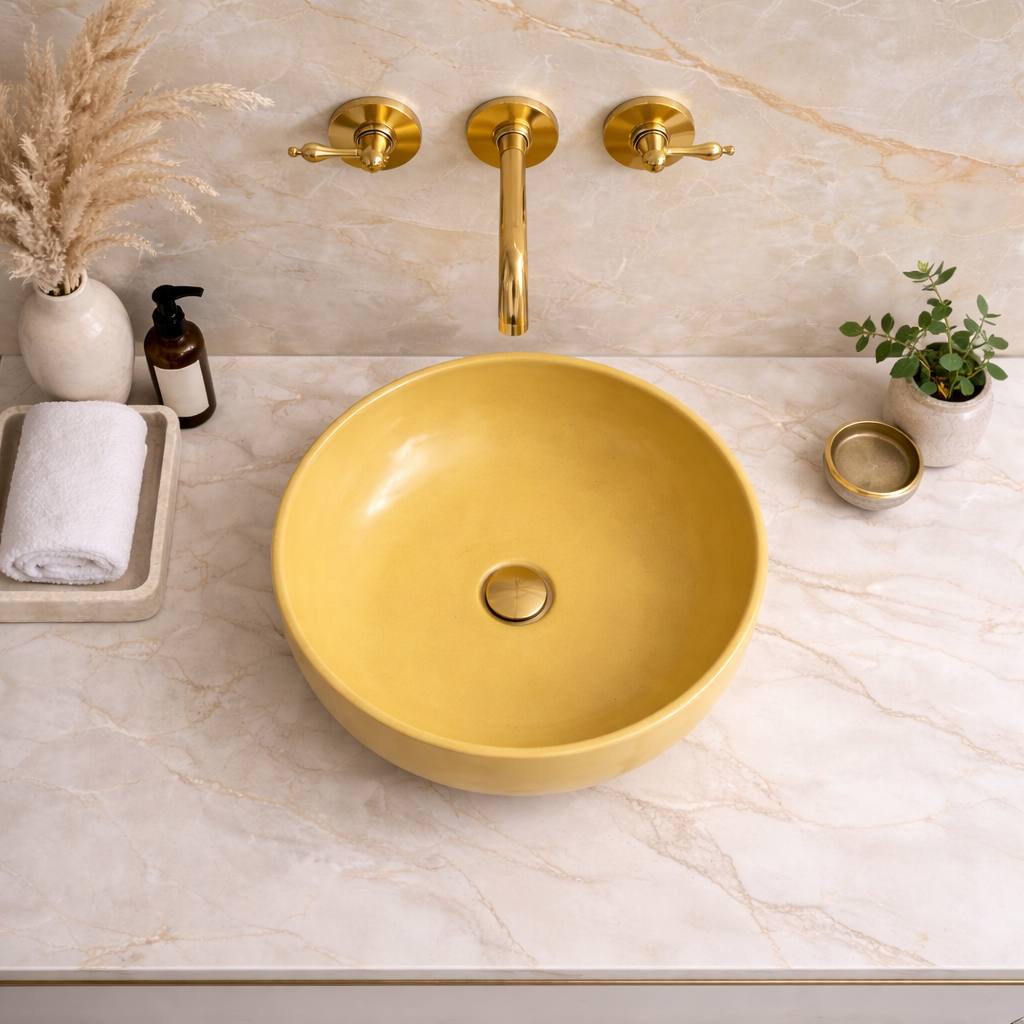 Grifo de baño mural Clayton con manetas de palanca – Latón sin lacar