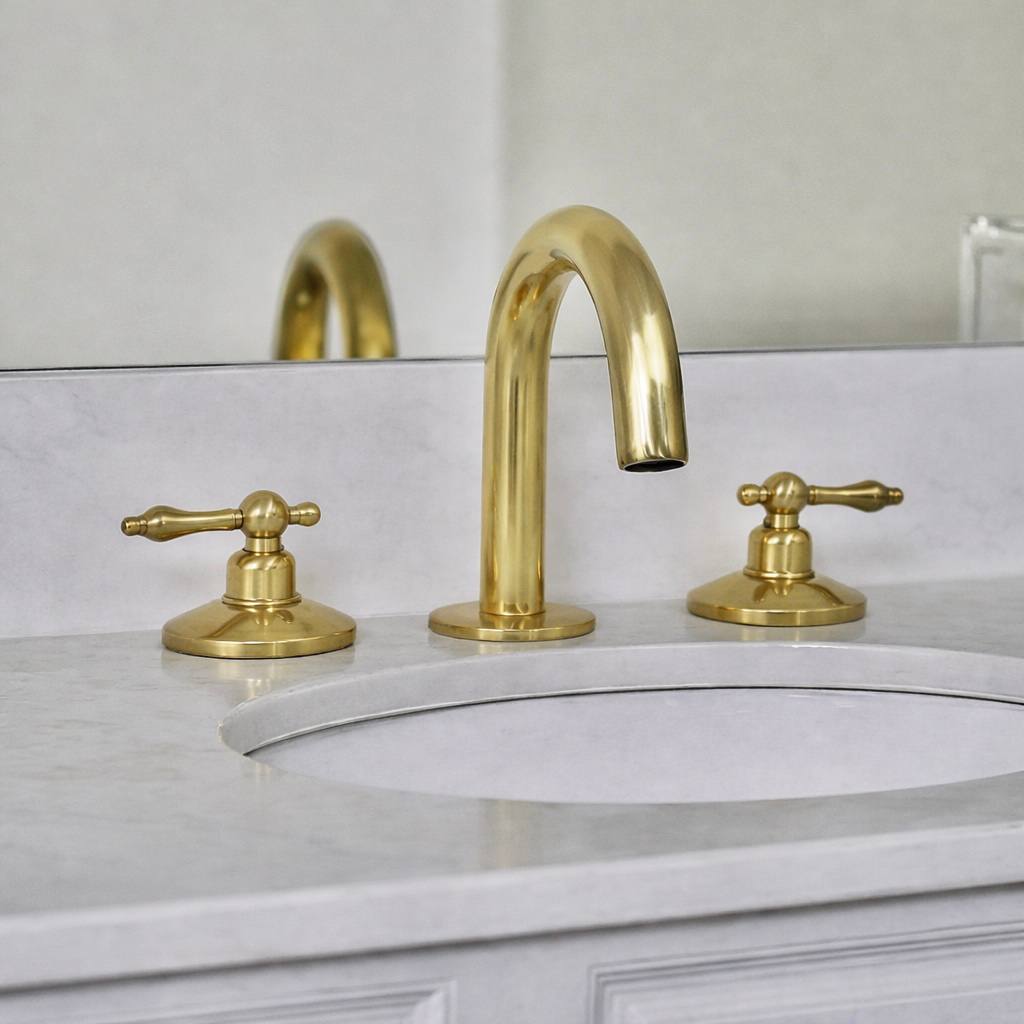 Compact Widespread Brass Faucet | Lever Handles