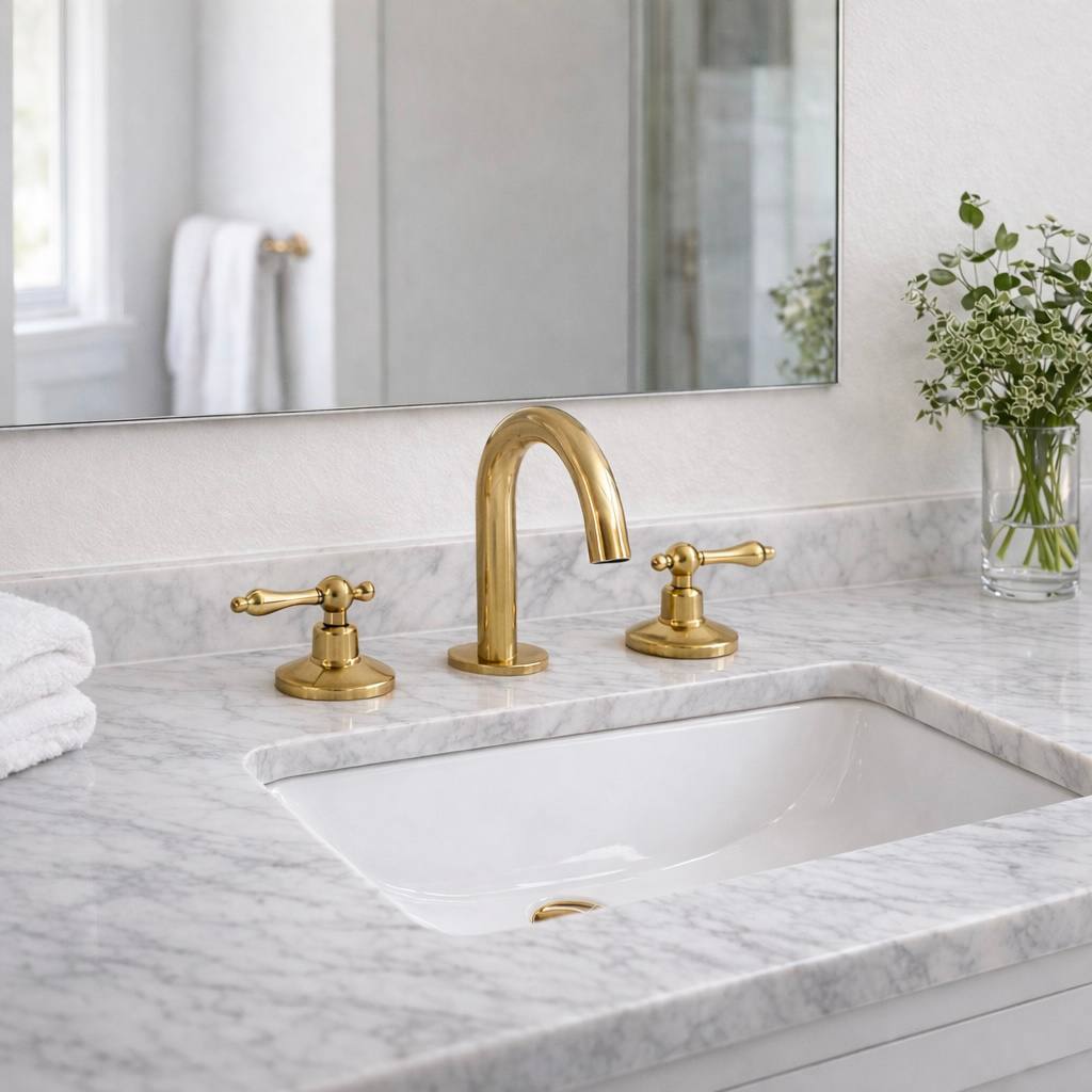 Compact Widespread Brass Faucet | Lever Handles