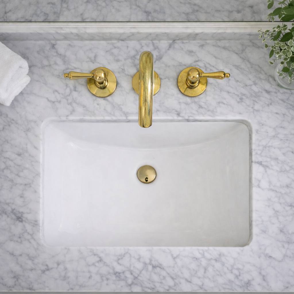 Compact Widespread Brass Faucet | Lever Handles
