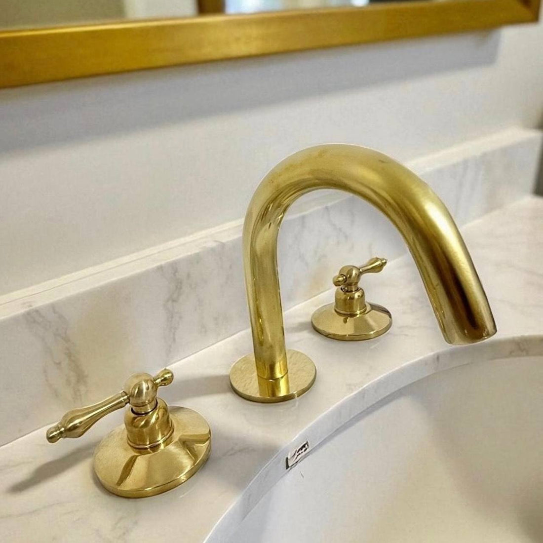 Compact Widespread Brass Faucet | Lever Handles