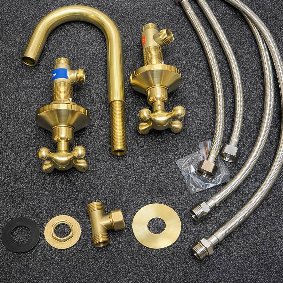 Compact Widespread Brass Faucet | Lever Handles