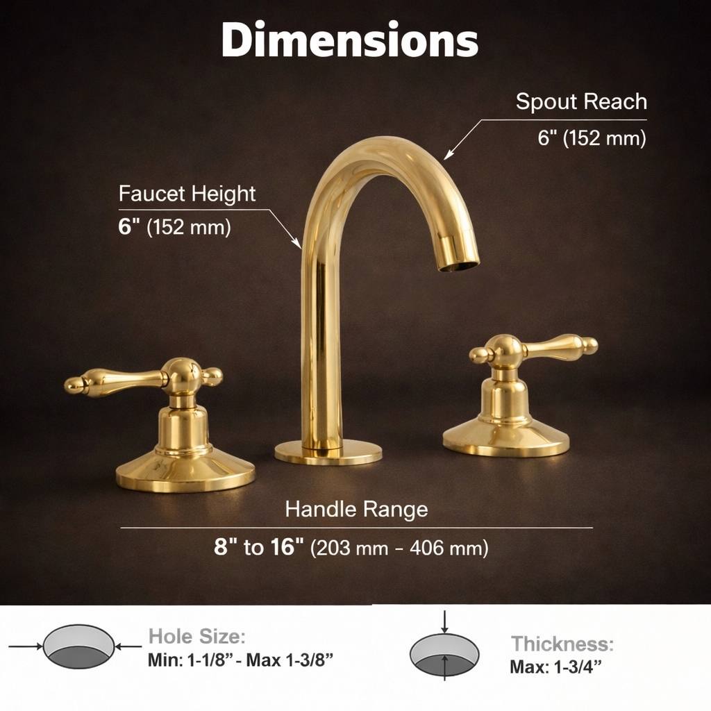 Compact Widespread Brass Faucet | Lever Handles