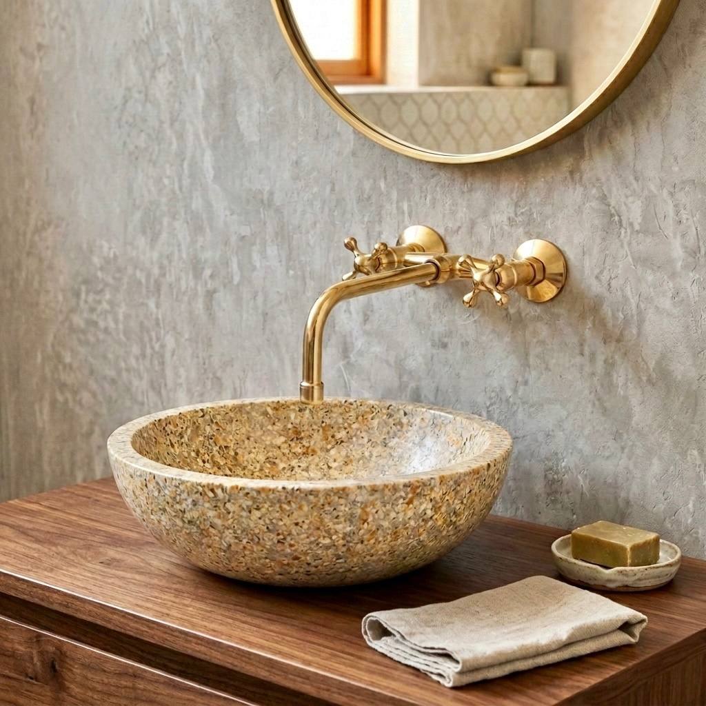 Alamo Unlacquered Brass Exposed Valve Wall Bathroom Faucet