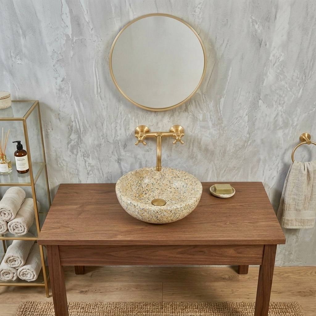 Alamo Unlacquered Brass Exposed Valve Wall Bathroom Faucet