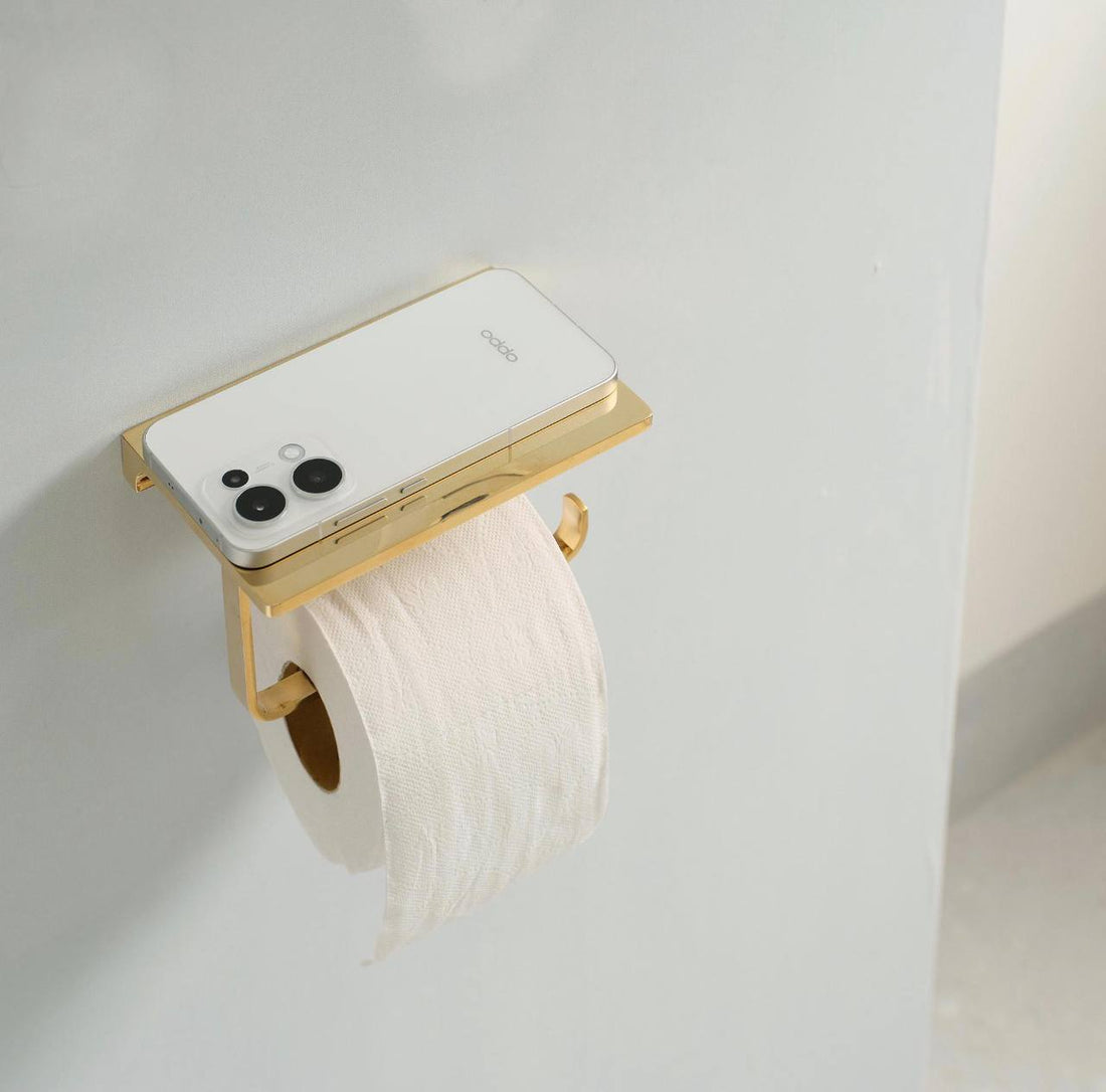 Porte-papier toilette étagère – Laiton non verni