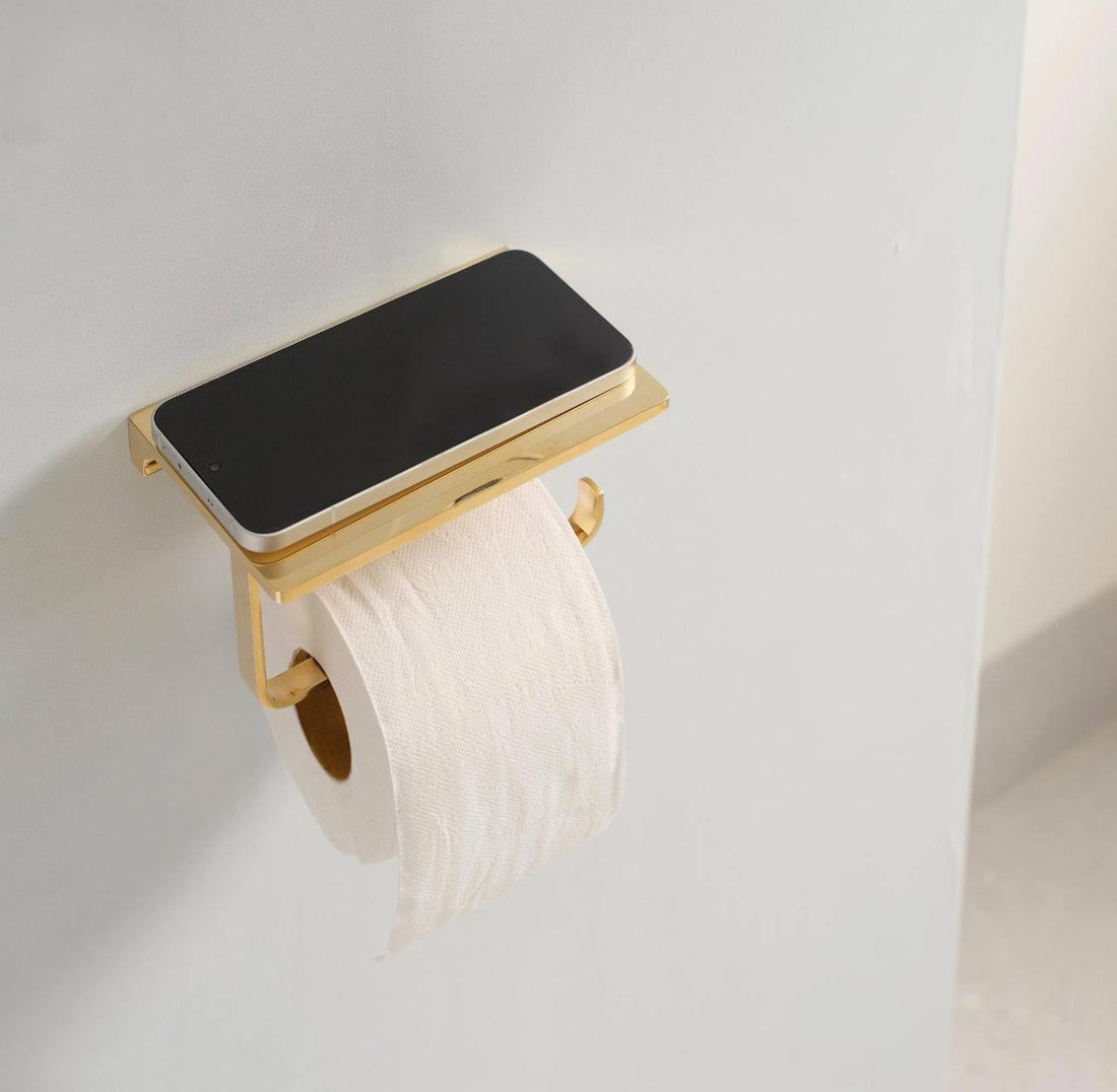 Porte-papier toilette étagère – Laiton non verni