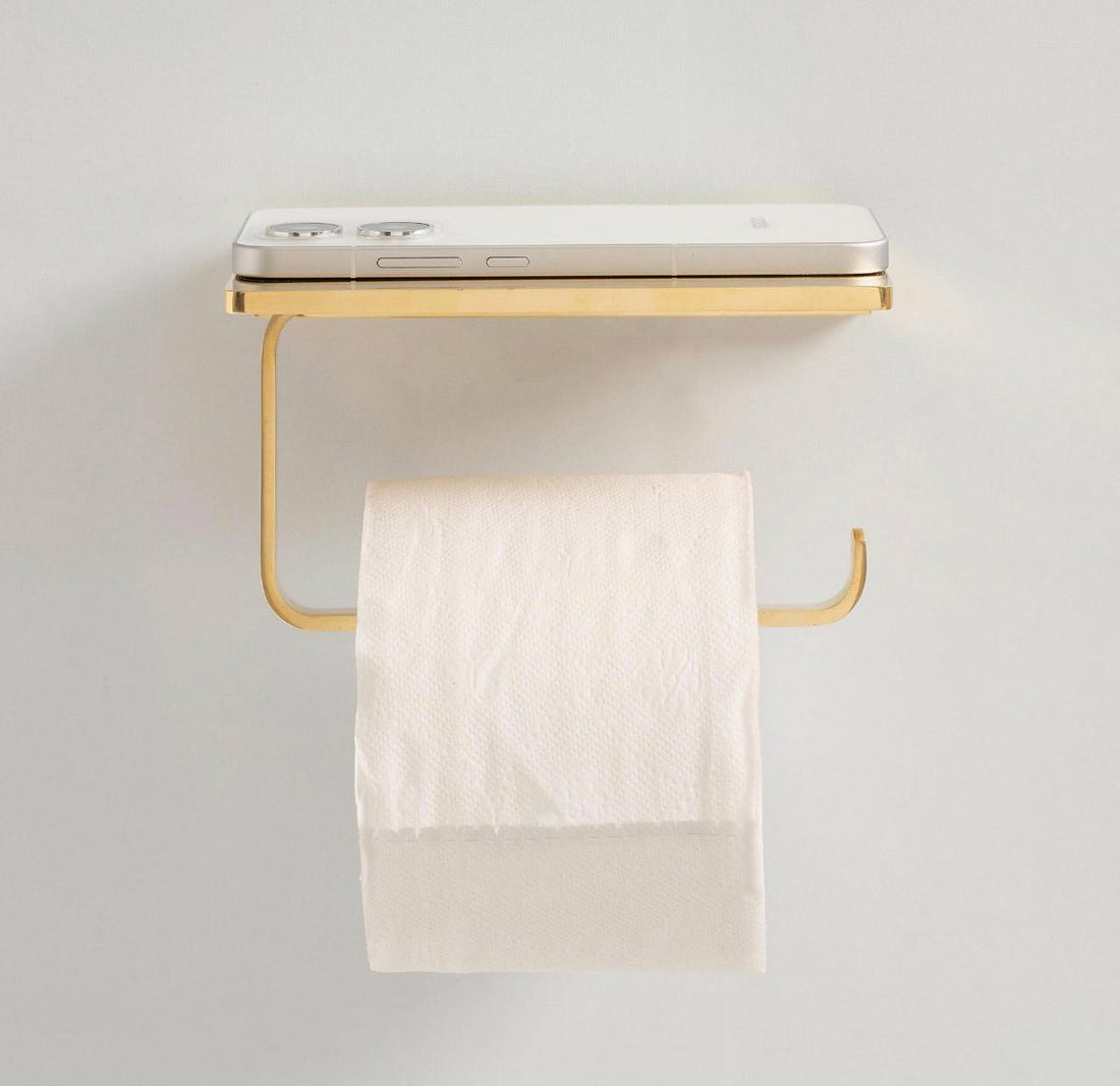 Porte-papier toilette étagère – Laiton non verni
