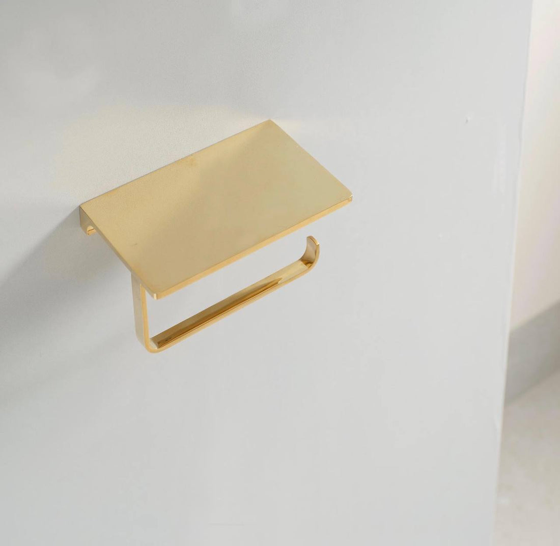 Porte-papier toilette étagère – Laiton non verni