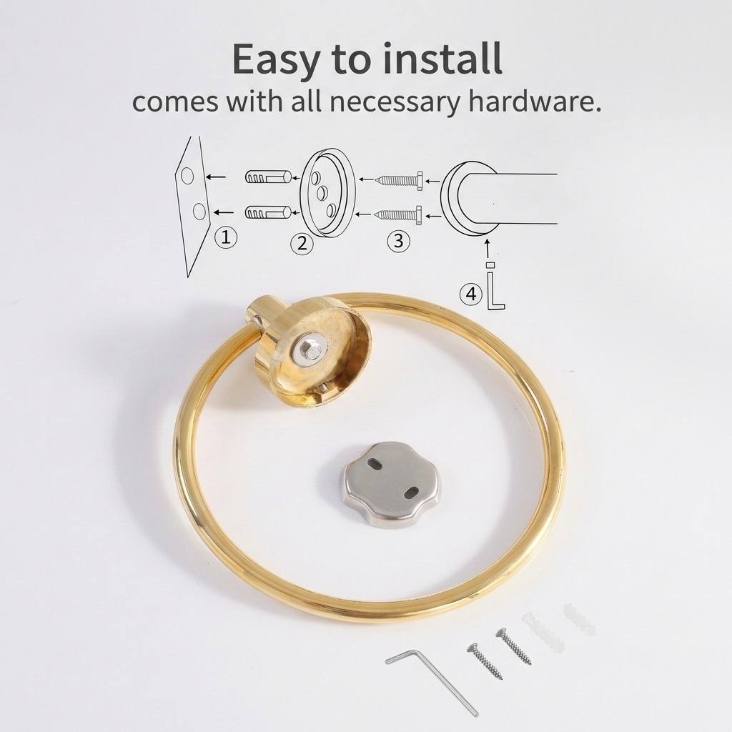 Traditional Towel Ring – Unlacquered Brass