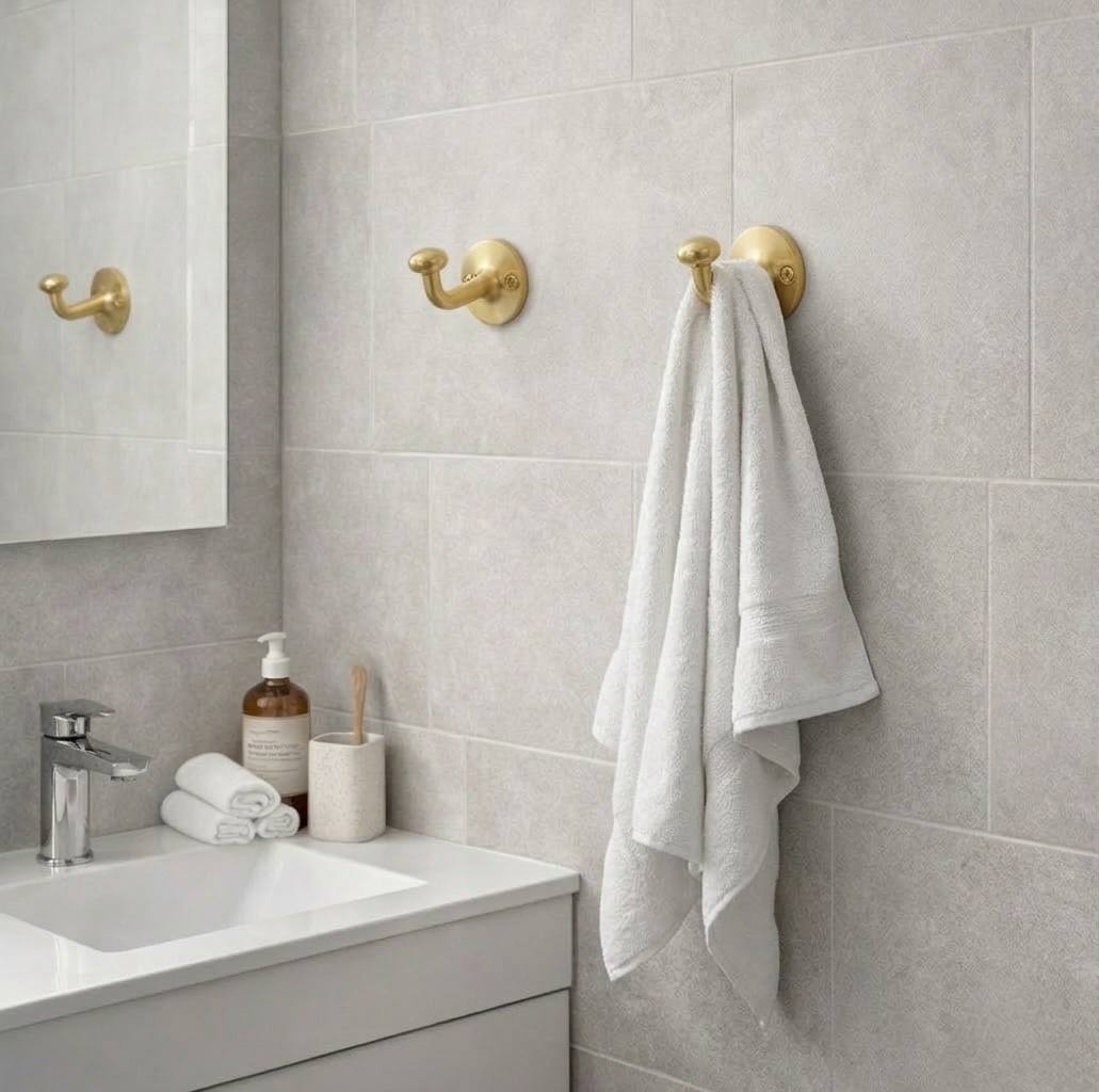 Unlacquered Brass Robe Hooks for Bathroom