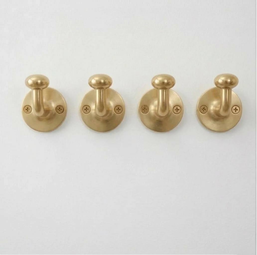 Unlacquered Brass Robe Hooks for Bathroom