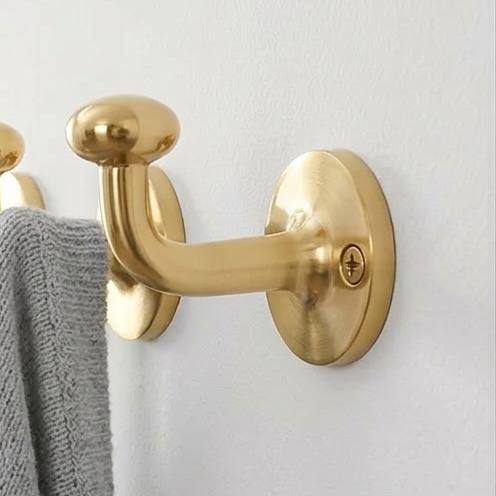 Unlacquered Brass Robe Hooks for Bathroom
