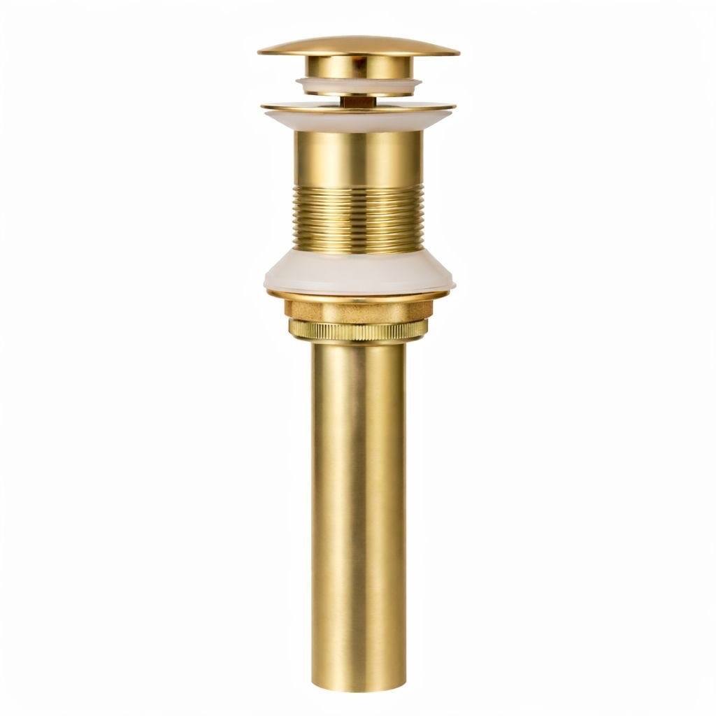 Brass Push-Up Sink Drain – No Overflow