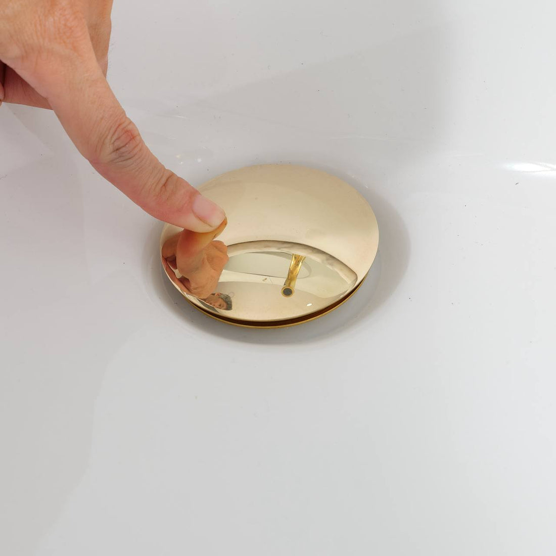 Brass Push-Up Sink Drain – No Overflow