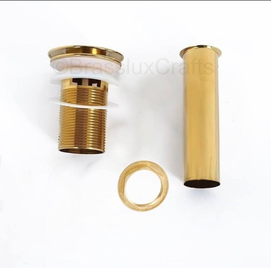Brass Push-Up Sink Drain – With Overflow