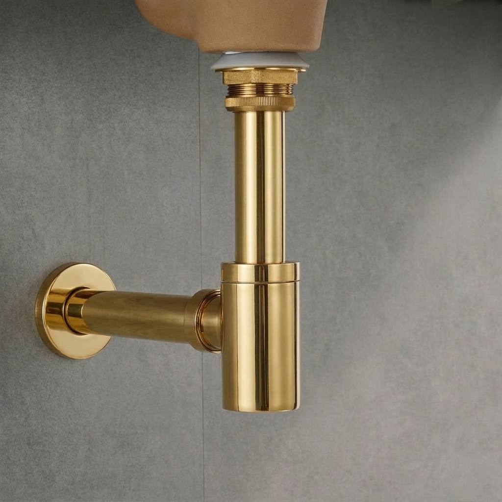 1-1/4” Round Bottle P-Trap – Unlacquered Brass