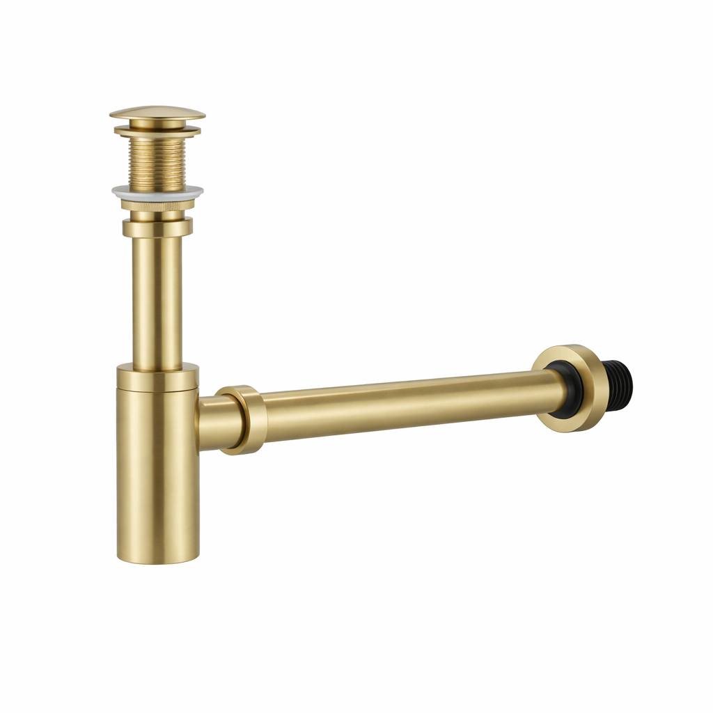 1-1/4” Round Bottle P-Trap – Unlacquered Brass
