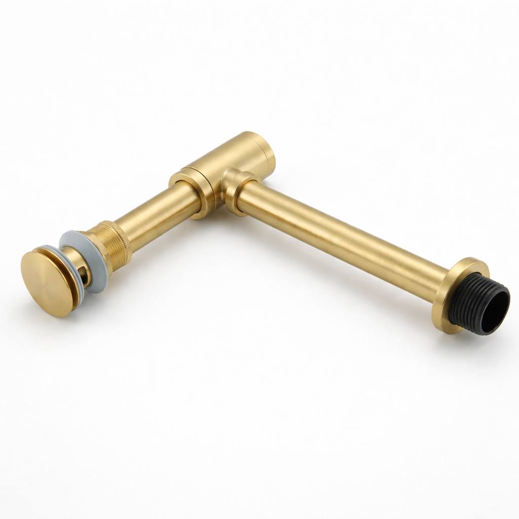 1-1/4” Round Bottle P-Trap – Unlacquered Brass