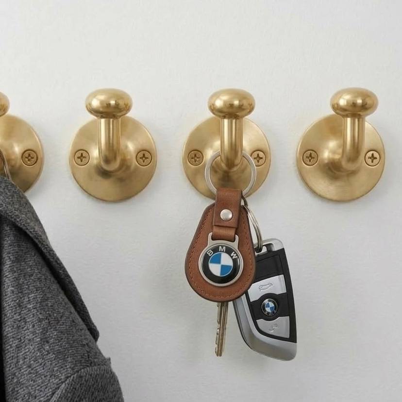 Unlacquered Brass Purse & Coat Hooks