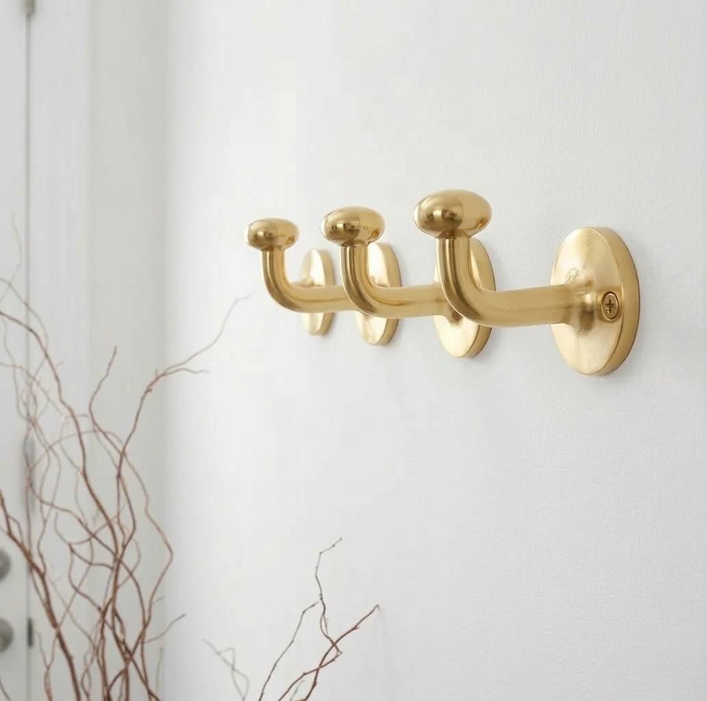 Unlacquered Brass Purse & Coat Hooks