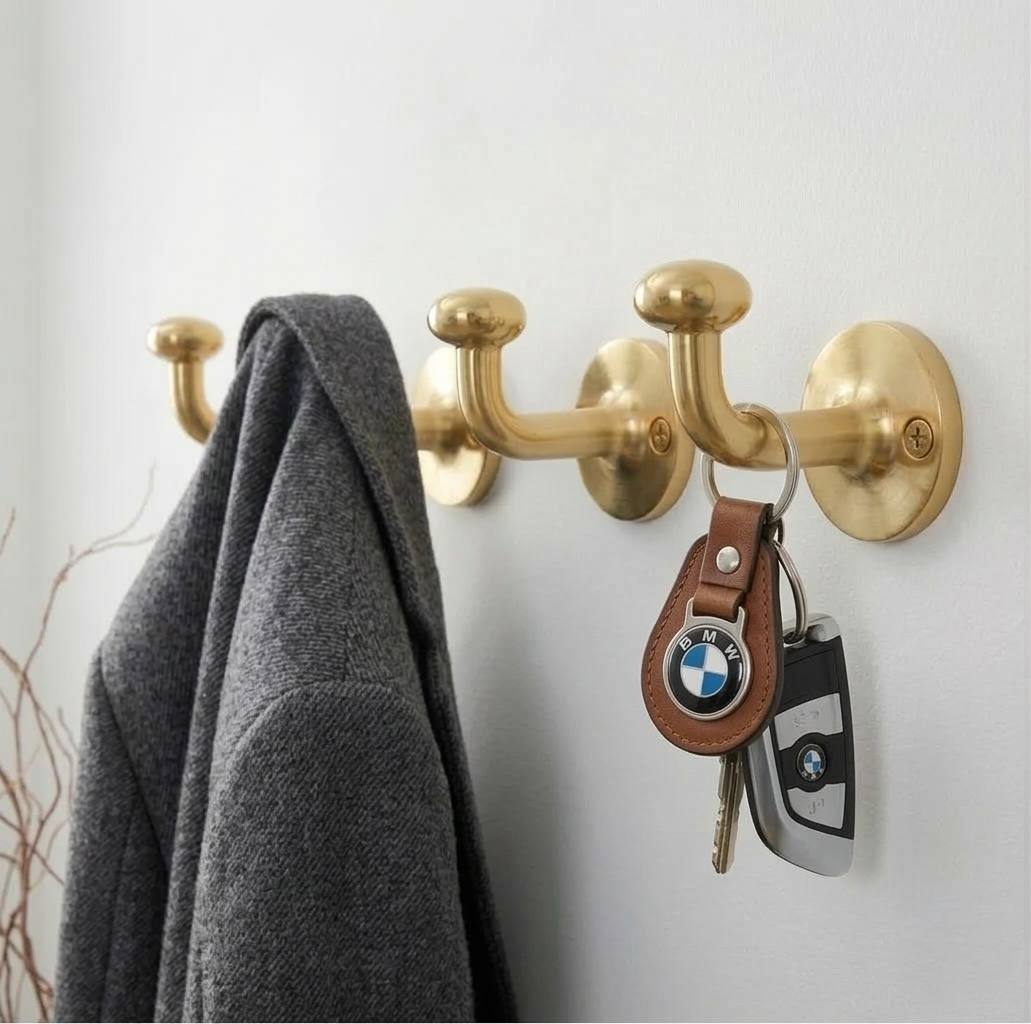 Unlacquered Brass Purse & Coat Hooks