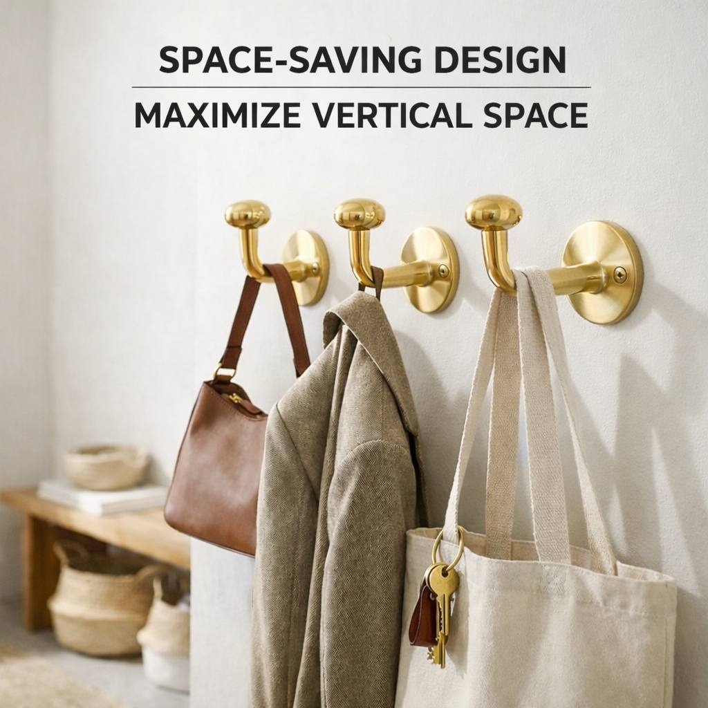 Unlacquered Brass Purse & Coat Hooks