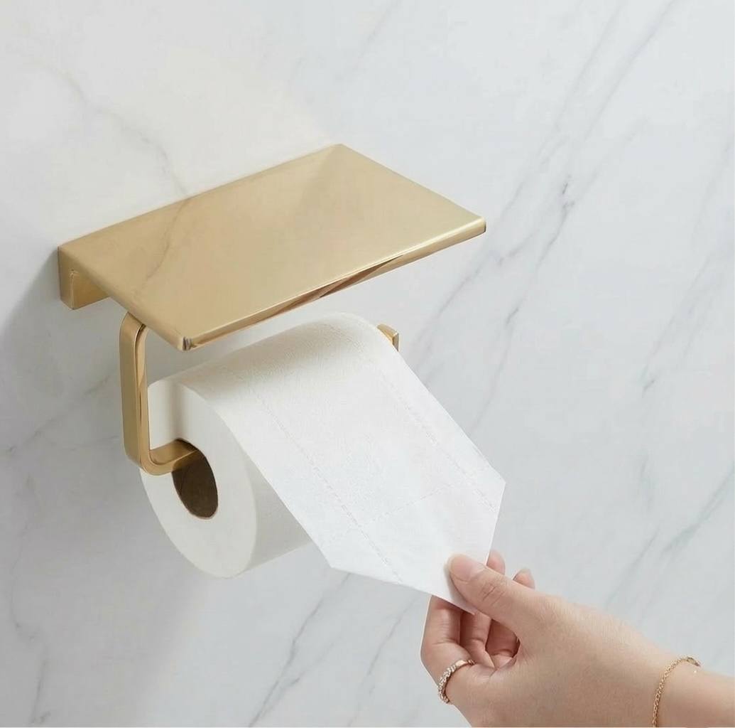 Porte-papier toilette étagère – Laiton non verni