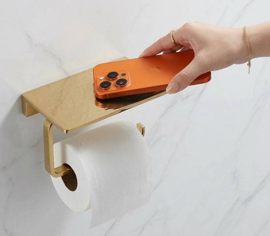 Porte-papier toilette étagère – Laiton non verni