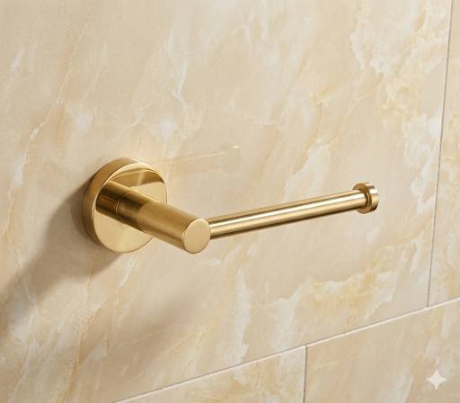 Portarrollos de papel higiénico de latón macizo sin lacar – Accesorio de baño para montaje en pared