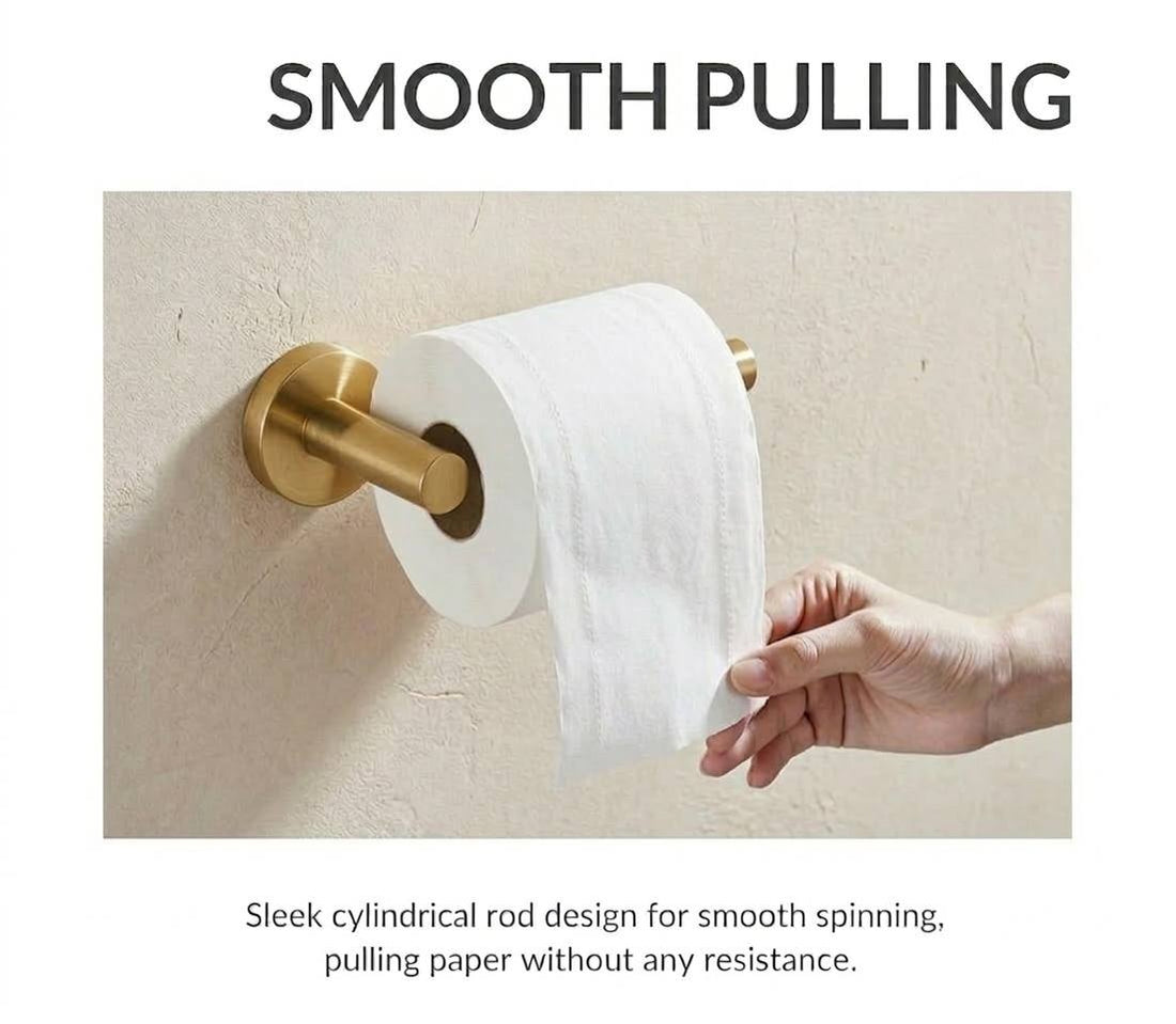 Portarrollos de papel higiénico de latón macizo sin lacar – Accesorio de baño para montaje en pared
