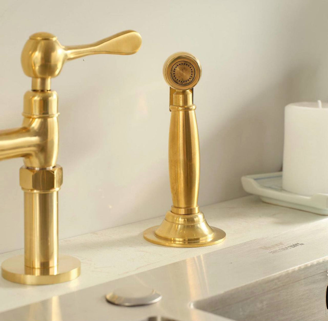 Eiffel Bridge Unlacquered Brass Kitchen Faucet