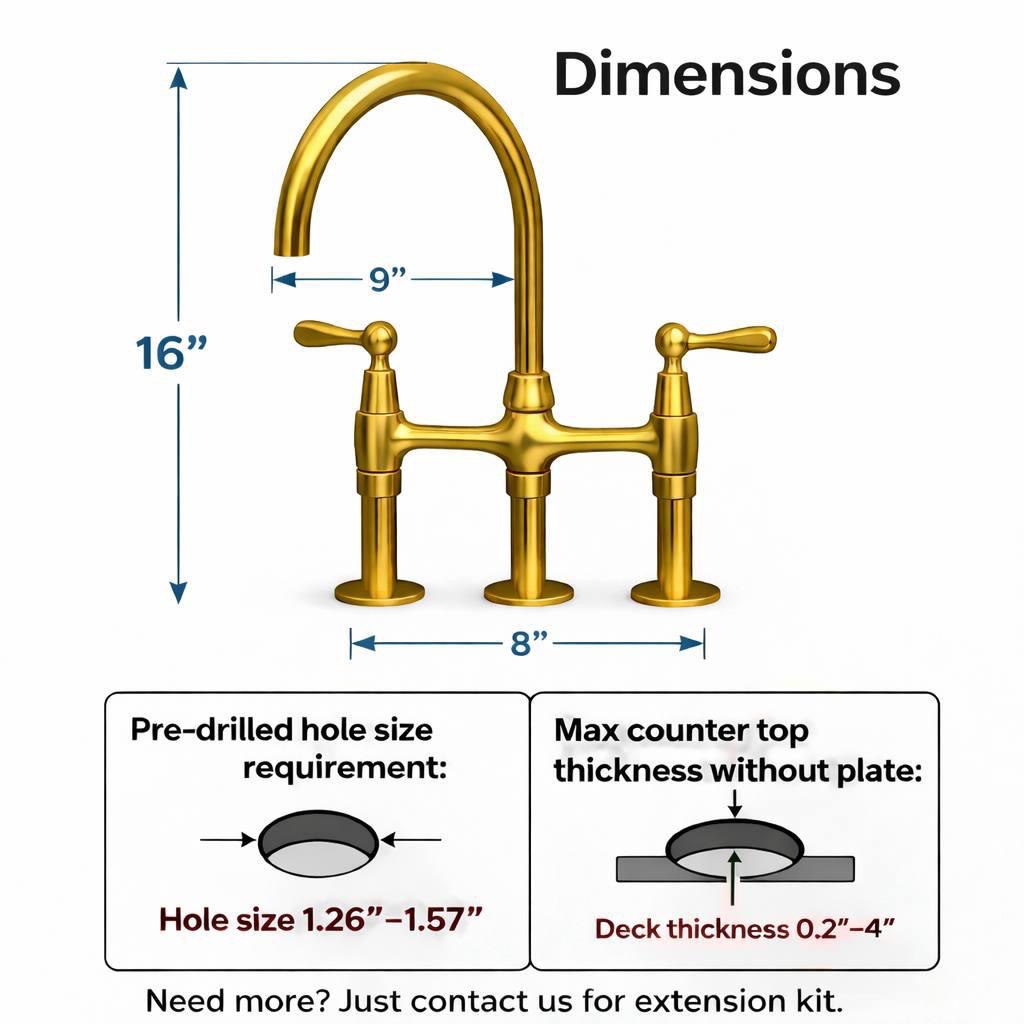 Eiffel Bridge Kitchen Faucet with Side Sprayer – Unlacquered Brass