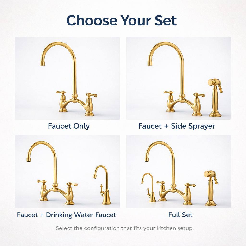 Victorian Bridge Unlacquered Brass Kitchen Faucet
