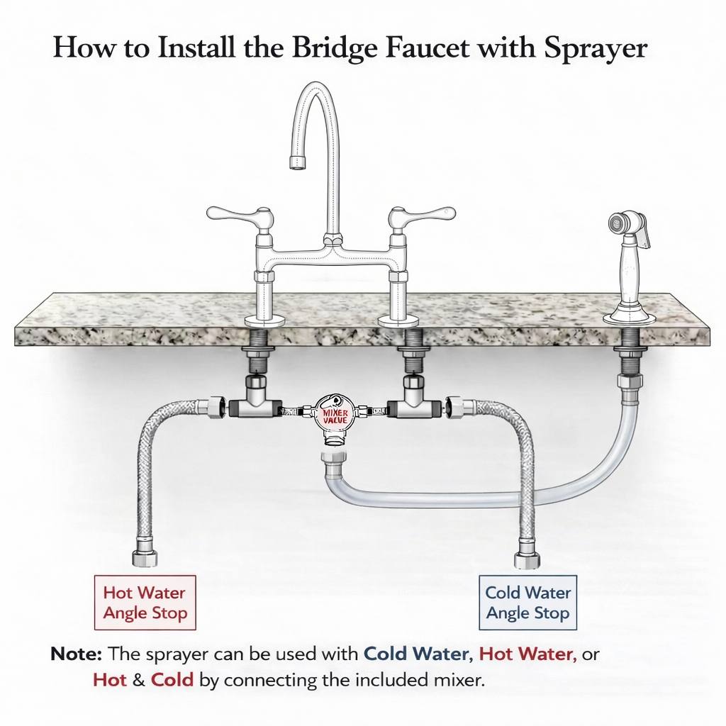 Brooklyn Bridge Unlacquered Brass Kitchen Faucet | Lever Handles
