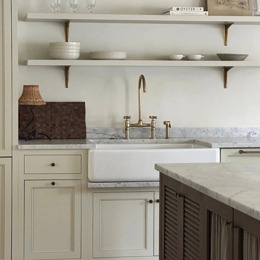 Brooklyn Bridge Unlacquered Brass Kitchen Faucet | Simple Cross Handles