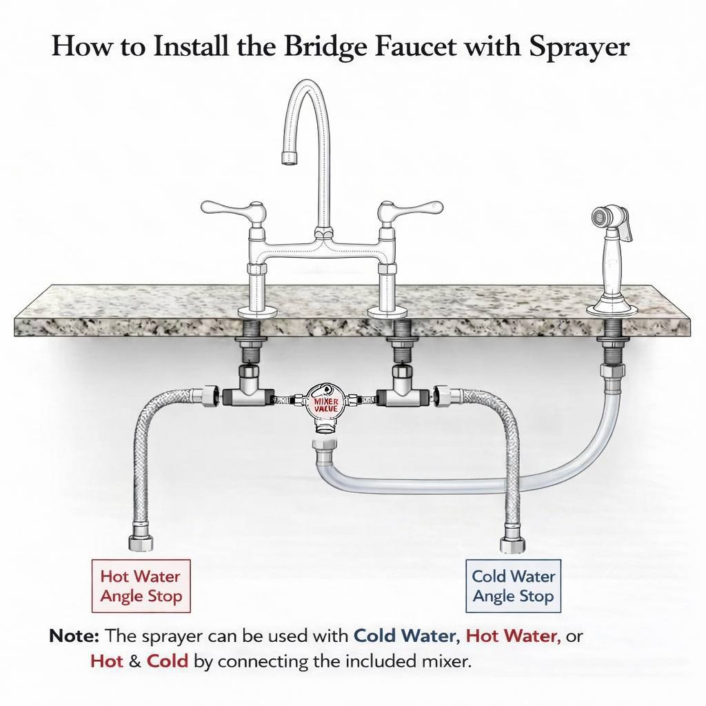 Brooklyn Bridge Unlacquered Brass Kitchen Faucet | Simple Cross Handles