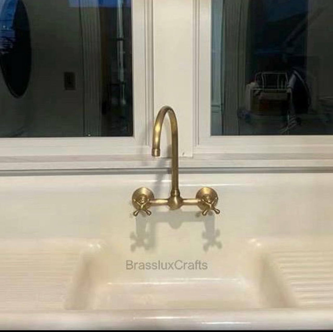 Ball Wall-Mounted Kitchen Faucet – Unlacquered Brass