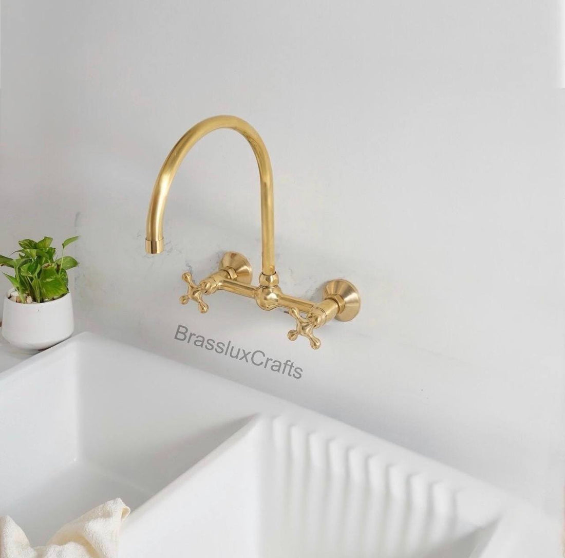 Ball Wall-Mounted Kitchen Faucet – Unlacquered Brass