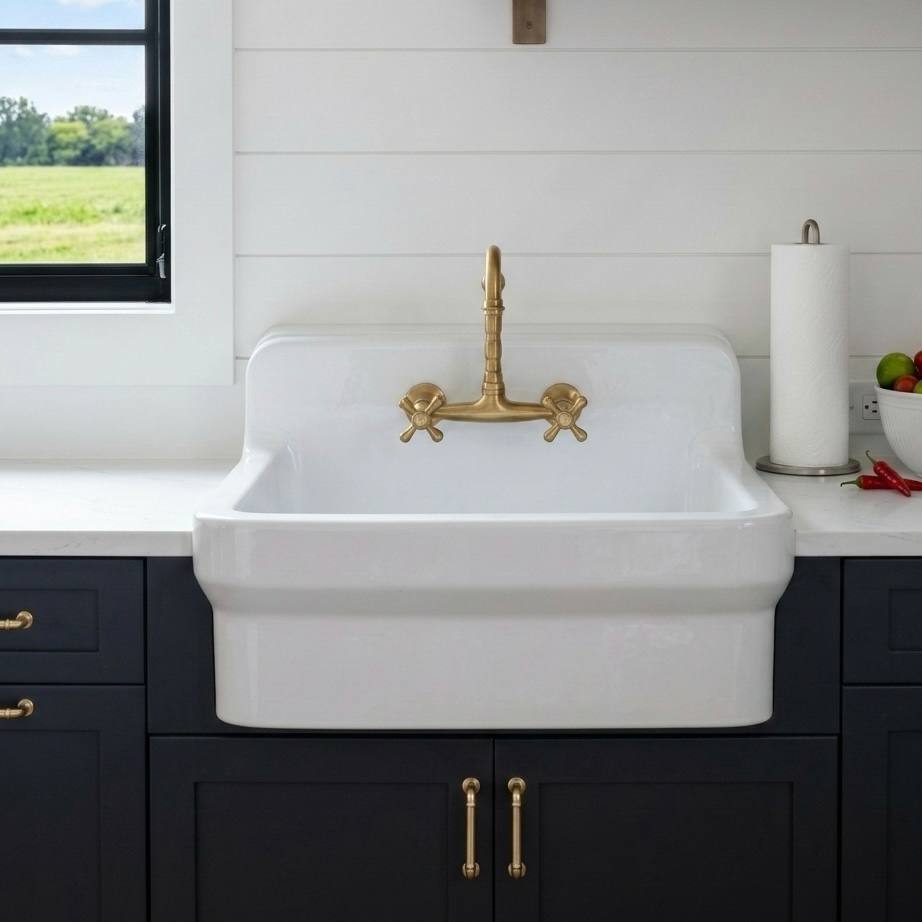 Classic Wall-Mount Unlacquered Brass Faucet | Cross Handles