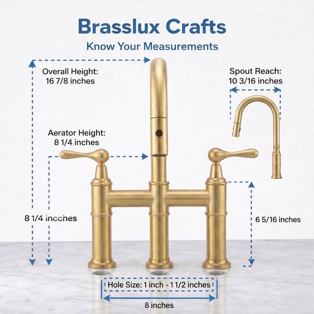 Fremont 3 Holes Pull-Down Bridge Faucet | Unlacquered Brass