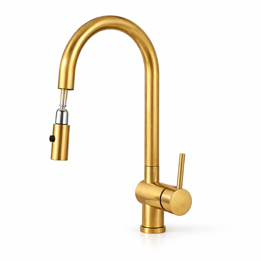 Irving Pull-Down Unlacquered Brass Kitchen Faucet