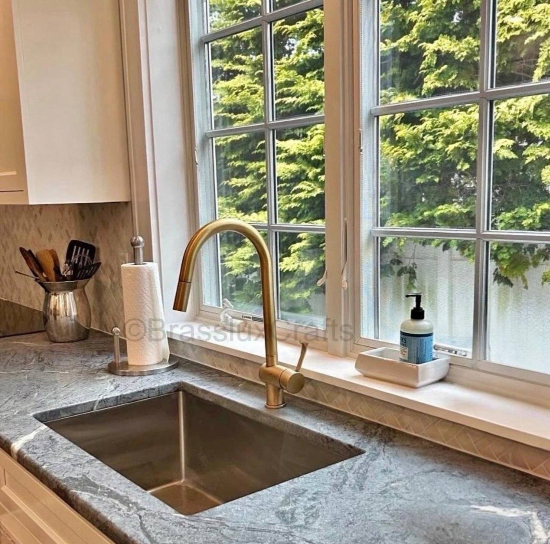 Irving Pull-Down Unlacquered Brass Kitchen Faucet