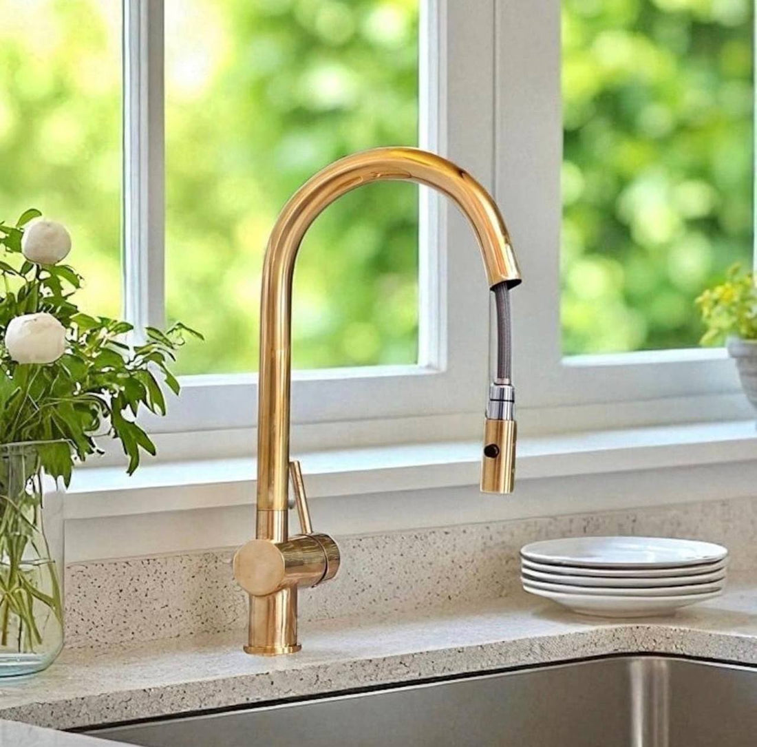 Irving Pull-Down Unlacquered Brass Kitchen Faucet