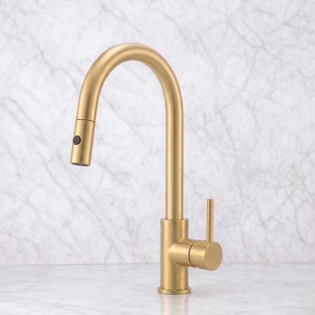 Irving Pull-Down Unlacquered Brass Kitchen Faucet