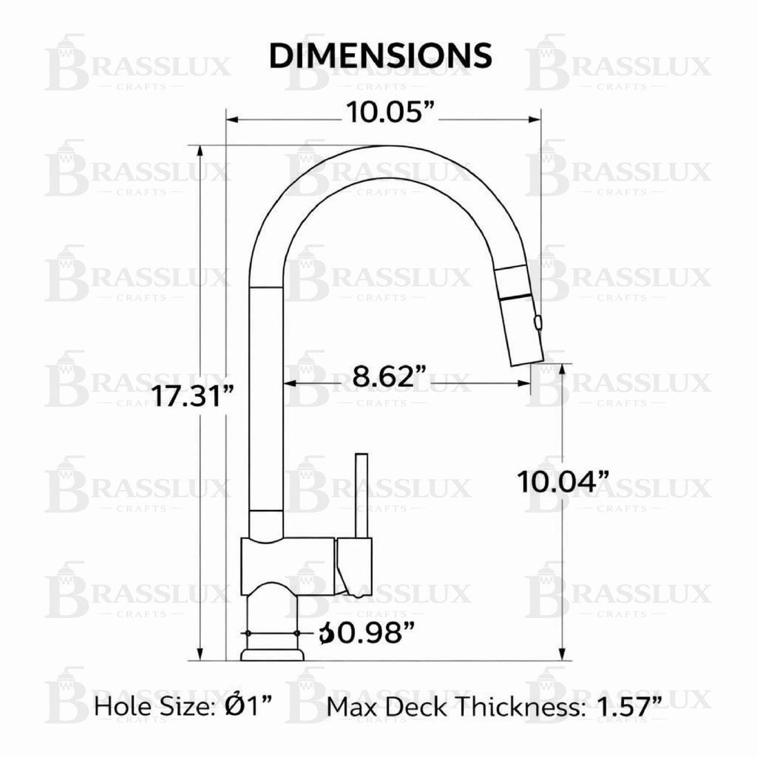 Irving Pull-Down Unlacquered Brass Kitchen Faucet