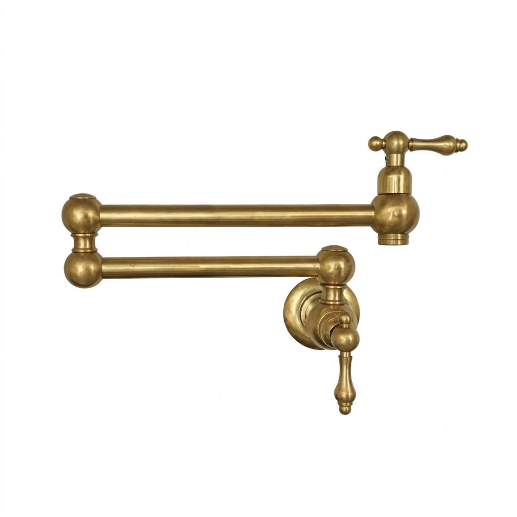 Haven Unlacquered Brass Wall Mount Pot Filler | Mini Lever Handle