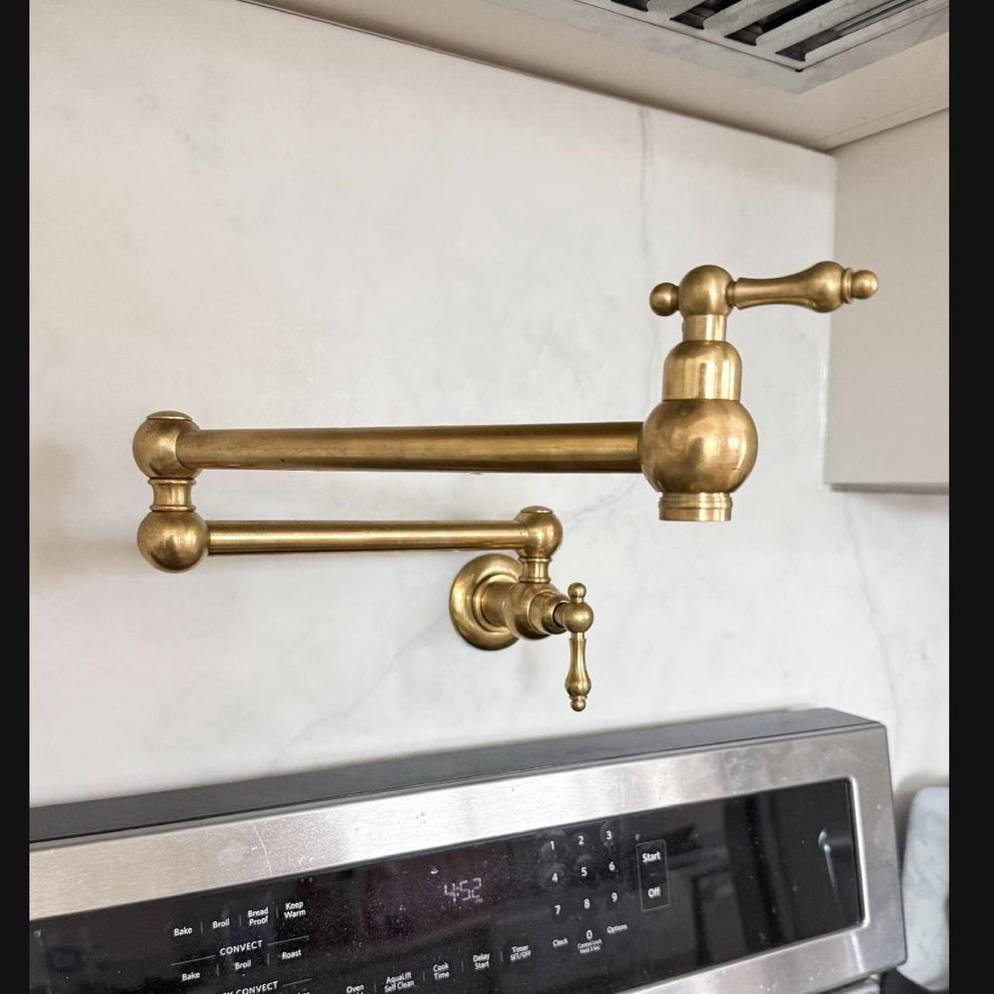 Haven Unlacquered Brass Wall Mount Pot Filler | Mini Lever Handle