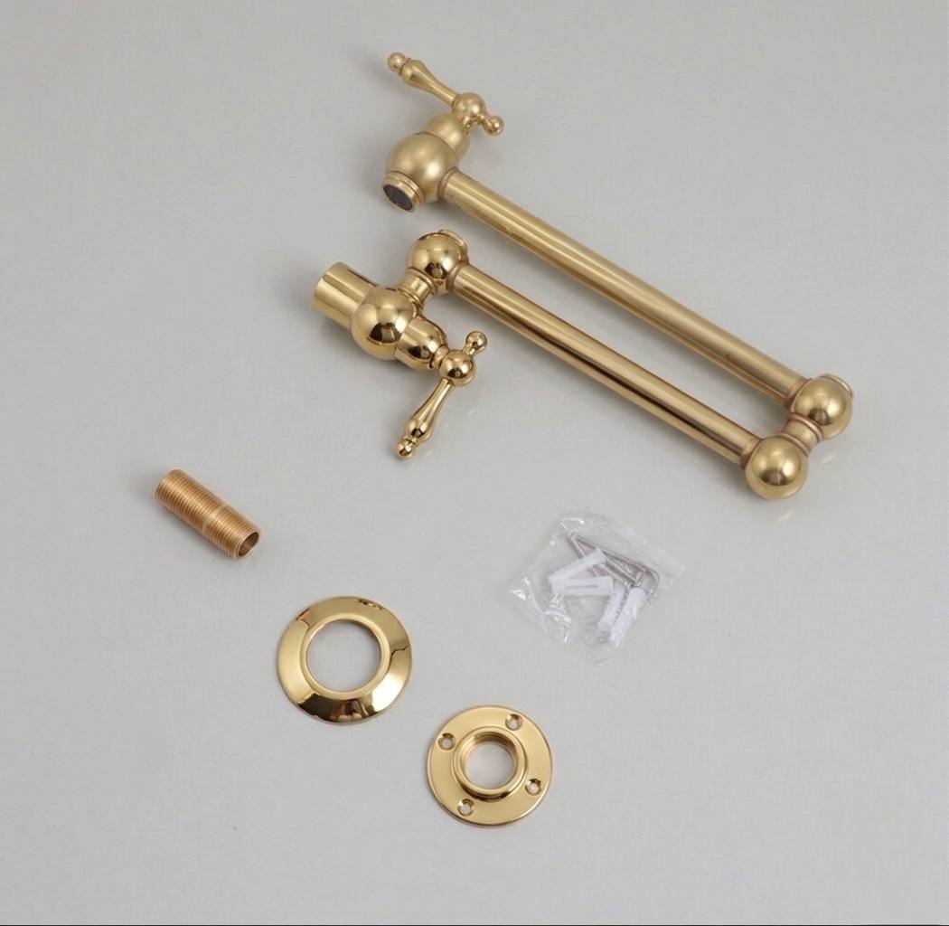Haven Unlacquered Brass Wall Mount Pot Filler | Mini Lever Handle